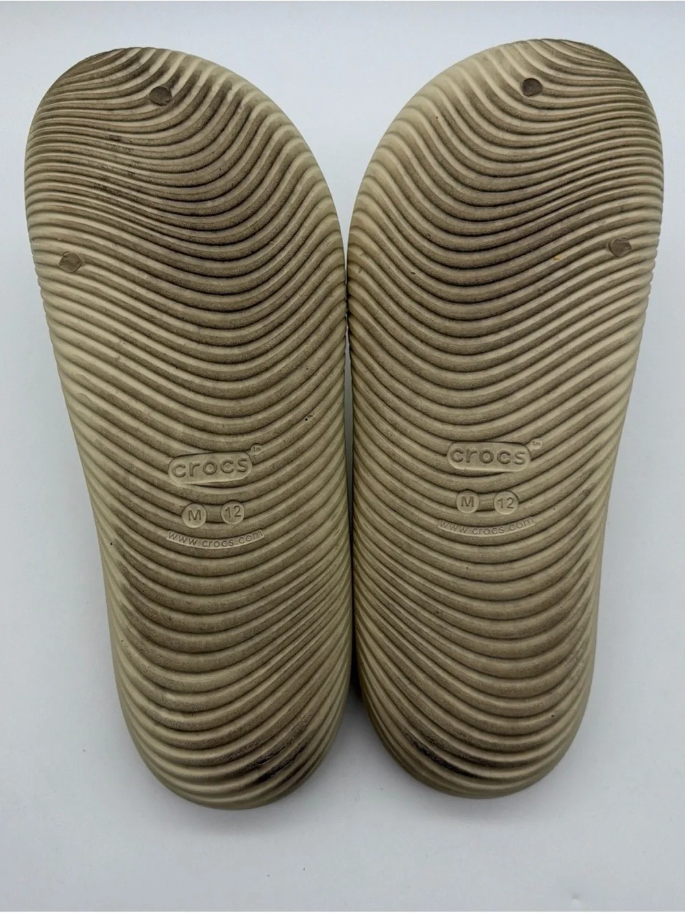 CROCS Mellow Recovery Clogs Sandals Mens 12 Beige Slip On Slides Shoes